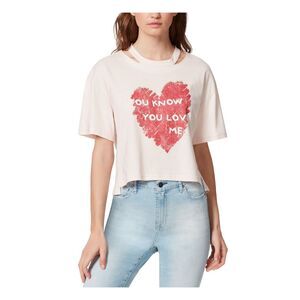 JEANS Womens Pink Dropped Shoulder Split Hem Short Sleeve Crew Neck T-Shirt M